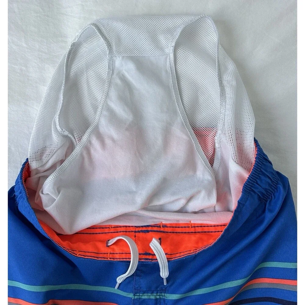 Cat & Jack Boys Swim Trunks Size XL (16) Blue Striped Lined Elastic Drawstring